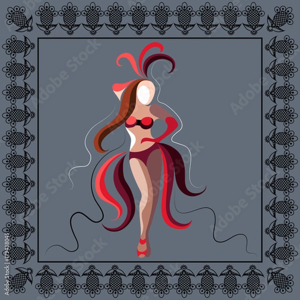 Fototapeta Graphical illustration with the cabaret dancer 19