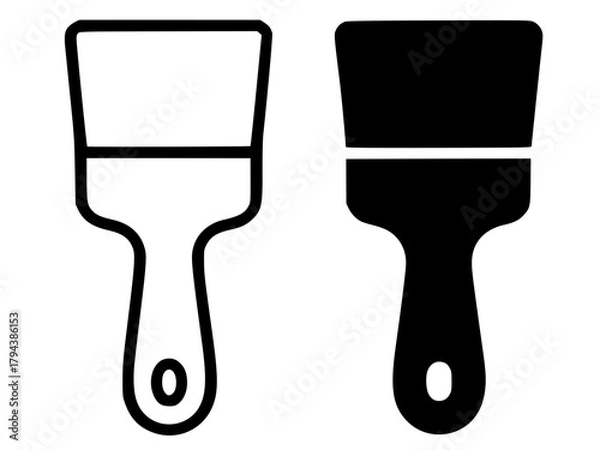 Obraz Minimalist icon, brush vector, black and white, outline and silhouette