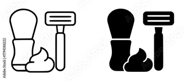 Obraz Minimalist icon, shaver vector, black and white, outline and silhouette