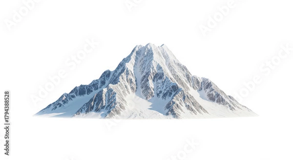 Fototapeta Snow covered mountain peak with sharp ridges winter