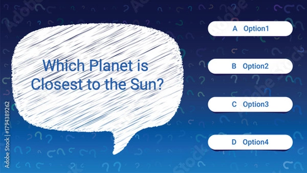 Fototapeta Multiple Choice Quiz Template with Speech Bubble Question Box and Gradient Background