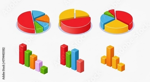 Fototapeta set of 3d pie chart
