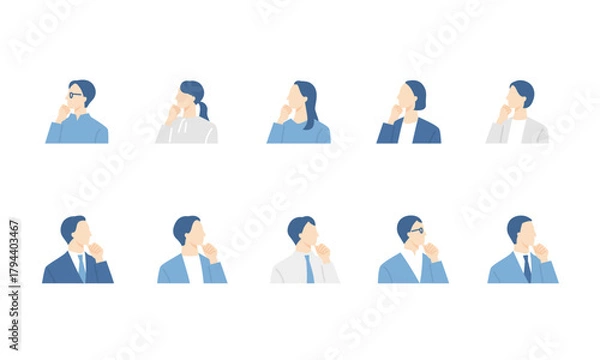Fototapeta 考える、困るビジネスパーソンのアイコンセット