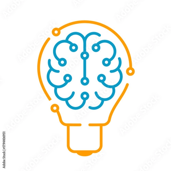 Obraz Ai brain idea light bulb logo icon