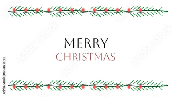 Fototapeta Christmas Greeting with Pine Branches and Bold Typography