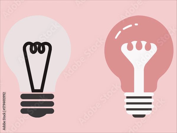 Obraz Bright light bulb icon symbolizing ideas and innovation