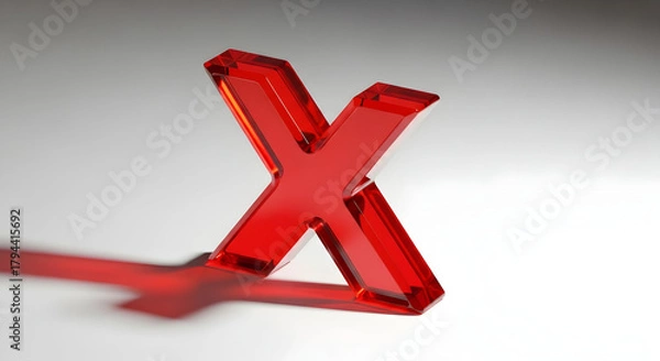 Fototapeta Red 3D letter X in a bold red style symbolizing a clear sign or mark