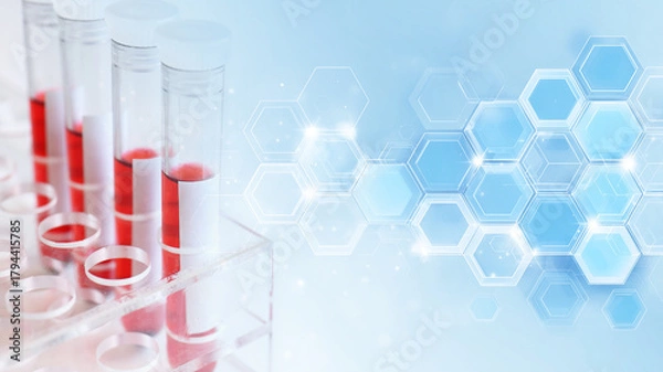Obraz 医療イメージ：血液検査と抽象背景
