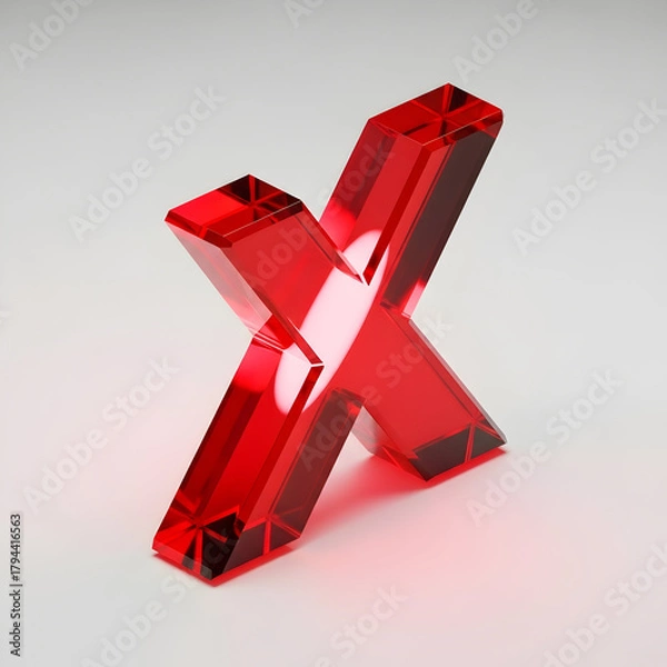 Fototapeta Red 3D letter X in a bold red style symbolizing a clear sign or mark
