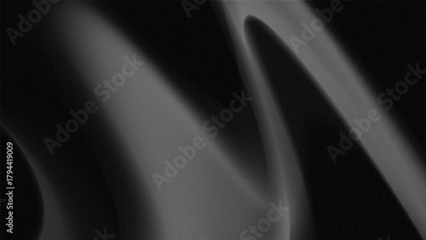 Fototapeta black abstract background with modern halftone texture, dark color gradient and elegant curved lines