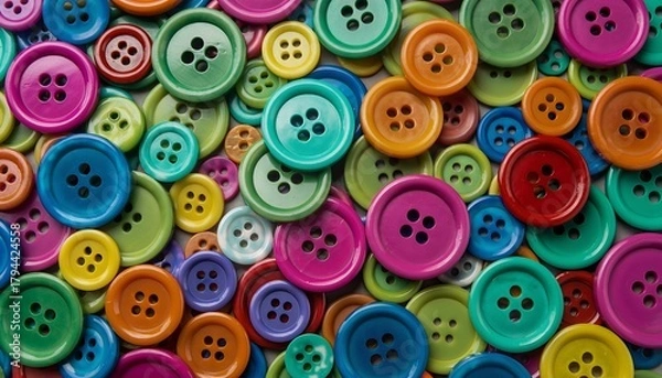 Obraz Colorful sewing button assortment forming a vibrant craft background

