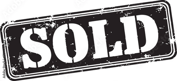 Fototapeta Distressed Black and White "SOLD" Stamp Graphic with Grunge Texture