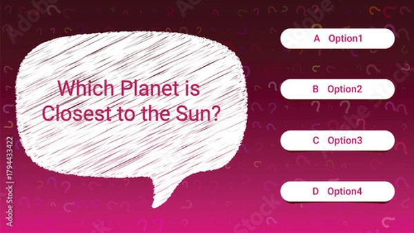 Fototapeta Quiz Question Template with Multiple Choice Options and Speech Bubble
