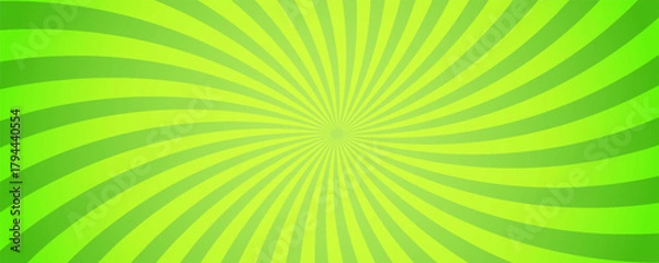 Fototapeta Simple green gradient horizontal plain background with bright starlight effect. Vector illustration.