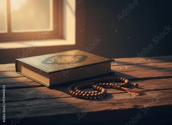 Fototapeta Ramadan Islamic Greeting Collection with Lantern, Mosque, Quran and Dates