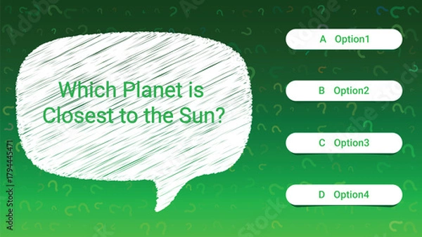 Fototapeta Green Quiz Question Template with Multiple Choice Options