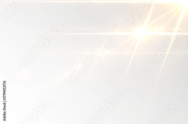 Fototapeta Radiant sunlight spreads with golden flare. Lens streaks extend in soft curves. Sparkling highlights shimmer subtly across the scene. PNG