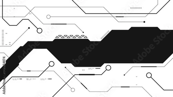 Fototapeta Cyberpunk black circuit diagram hi tech circuit board connection system on white background.
