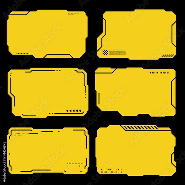 Fototapeta Hi tech frame inter face cyberpunk style design element. Technology sci-fi design