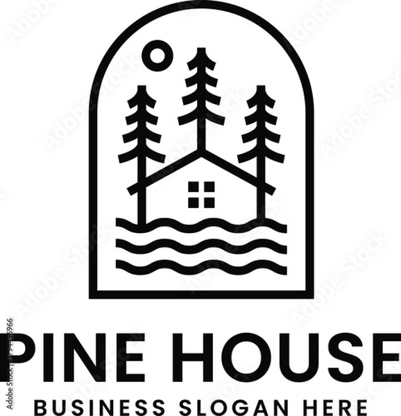 Obraz Pine house logo, icon, vector
