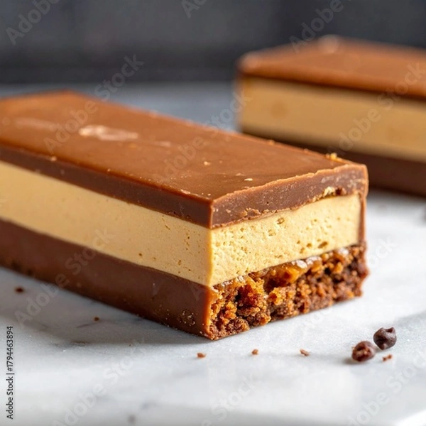 Obraz Sleek Square Chocolate Caramel Dessert Bars with Multiple Smooth Layers