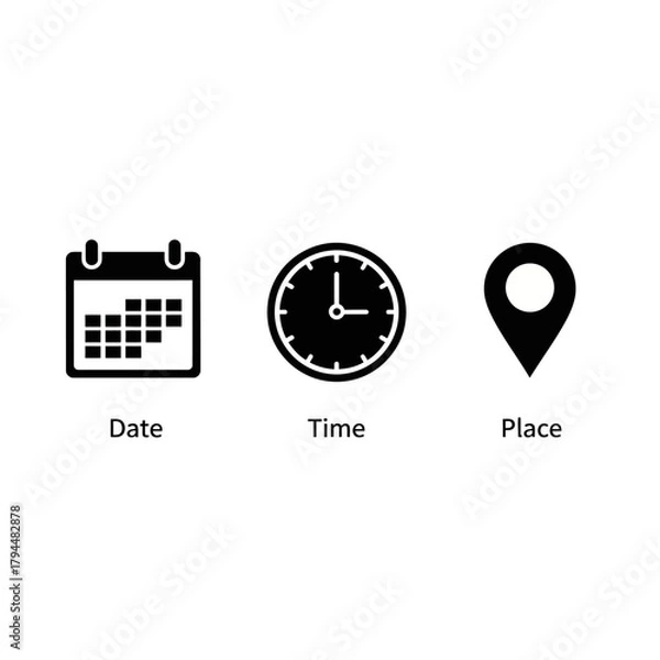 Obraz event planning icons date time place information