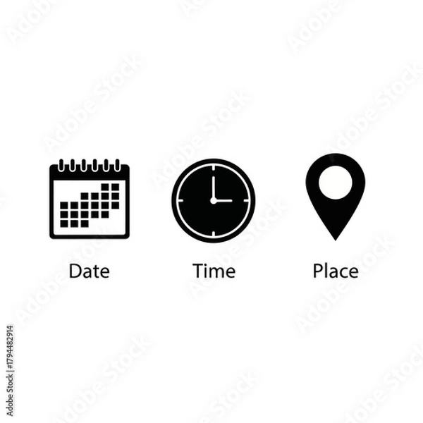 Obraz date time place event information icons