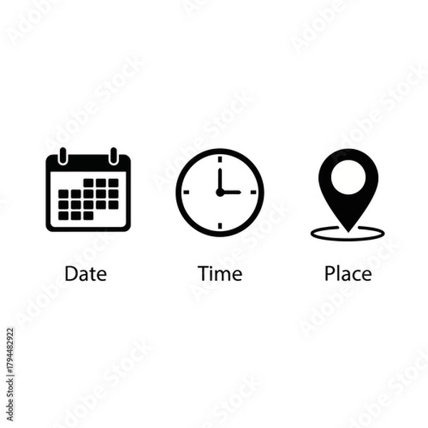 Obraz date time place icons event planning schedule