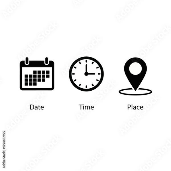 Obraz date time place event schedule information icons