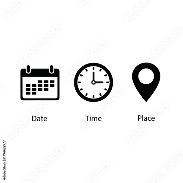 Obraz date time place event planning schedule icons