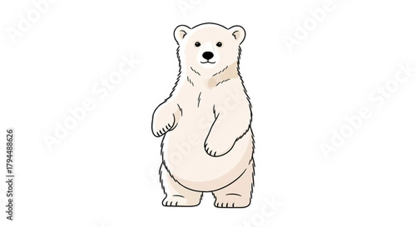 Fototapeta Illustration of a polar bear standing on its hind legs.