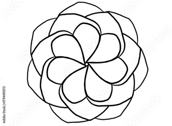 Obraz Coloring page mandala outline drawing for art therapy and meditation. Circular ornament