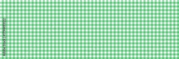 Fototapeta Green gingham checkered pattern background. Seamless plaid grid design, perfect for Christmas, textile, scrapbooking, and cute digital projects. Light and sweet modern aesthetic 