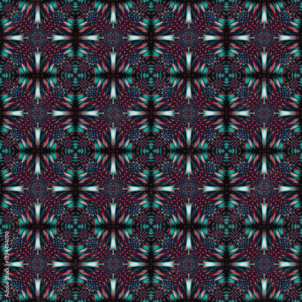 Obraz Seamless asian ethnic floral retro doodle background pattern. Islam, Arabic, Indian, ottoman motifs design tribal pattern. Zentangle circles for printing on fabric or paper.