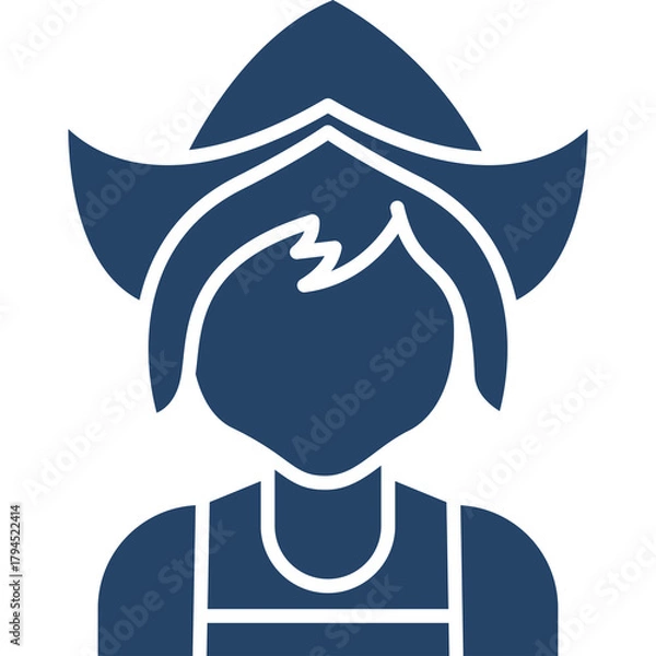 Obraz Silhouette Of A Person Wearing A Blue Traditional Dutch Hat And Blue Top Against A Transparent Background A Simple Flat Design Icon