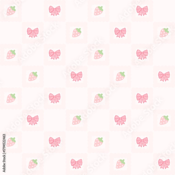 Obraz seamless pattern with strawberry and bow