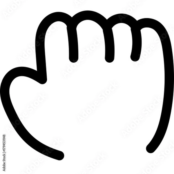 Fototapeta Simple Black Outline Hand Fist Gesture Icon With Transparent Background And White Fill On Hand