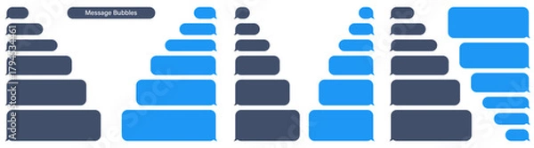 Obraz Blank various message bubbles. Green chat or messenger speech bubble. SMS text frame. Short message sending. Dark mode. Vector illustration.