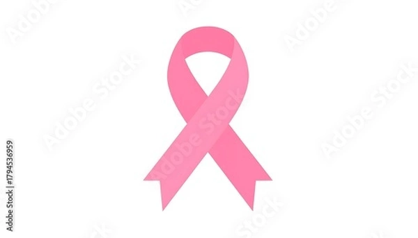 Fototapeta A soft pink ribbon, folded with simple lines, on a clean white backdrop. Represents hope and support