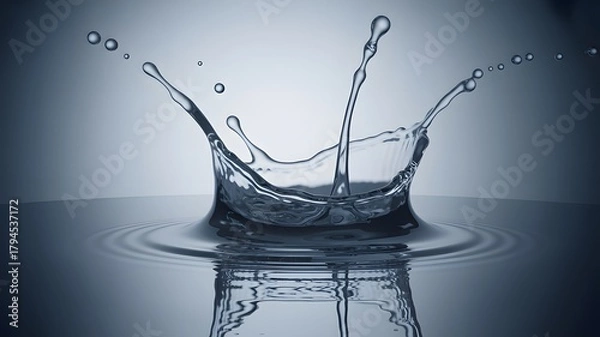 Fototapeta Abstract water splash creating crown with small drops
