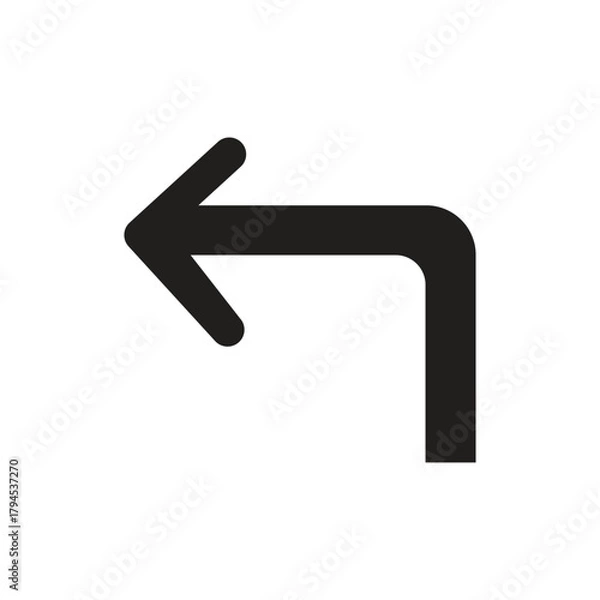 Obraz Left turn arrow icon indicating direction, navigation, and return