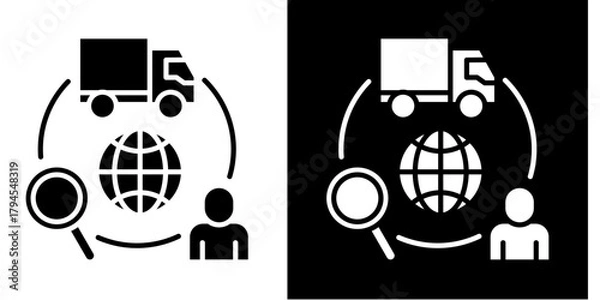 Obraz Supply Chain Management Icon Set White Style Collection