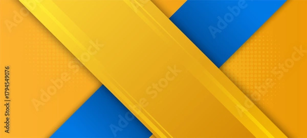 Fototapeta Modern abstract background with yellow and blue geometric ribbon shapes.
