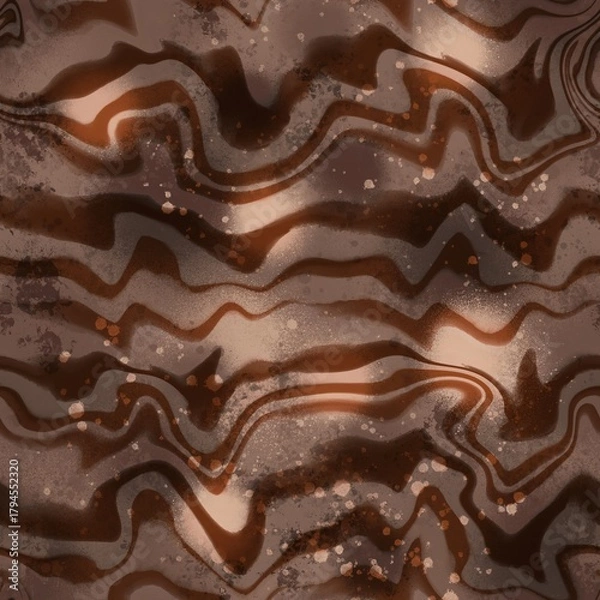 Fototapeta Abstract Digital Paint Tie Dye Watercolor Horizontal Wavy Liquid Stripes Lines with Splatters Seamless Pattern Blurred Batik Background