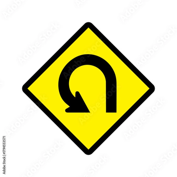 Fototapeta Degree loop icon vector design warning roads sign symbols