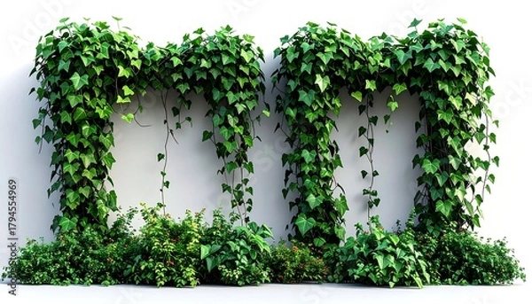 Obraz Wall with cascading ivy and shrubbery