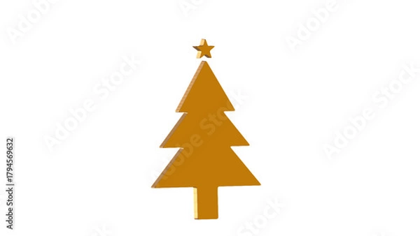 Obraz Golden Christmas Tree – Minimalist Holiday Symbol with Star on Top png transparent