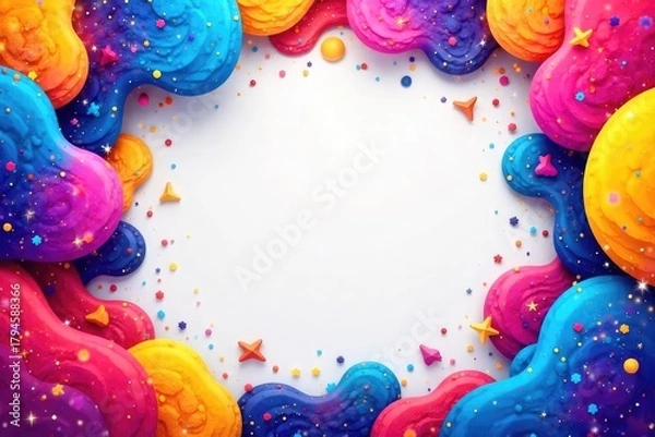 Fototapeta A vibrant, multicolored web page border design, featuring abstract shapes and geometric patterns, ideal for websites needing a modern and eye-catching edge , website design, modern art