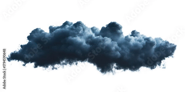 Obraz abstract dark blue smoky cloud showing thunderstorm weather phenomen isolated on white or transparent png