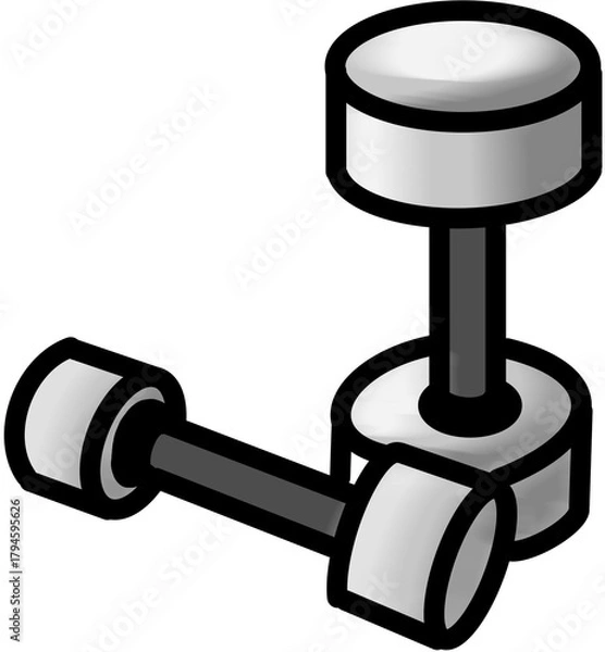 Obraz 아령과 바벨을 활용한 근력운동과 웨이트트레이닝 장면, 헬스장에서의 중량 운동과 홈트레이닝 분위기, 건강과 체력 향상을 위한 피트니스 라이프스타일을 담은 웰니스 이미지